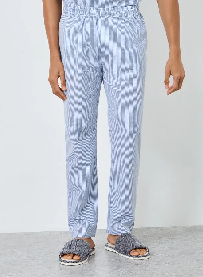 Styli  Men Striped Woven Shirt and Pyjama Set for Men | Best Price UAE